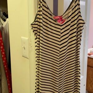 Grey stripe spaghetti strap dress